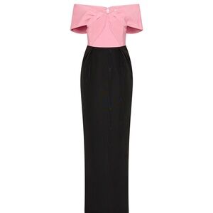 Rebecca Valance NWT Off-Shoulder Pink and Black Formal Gown